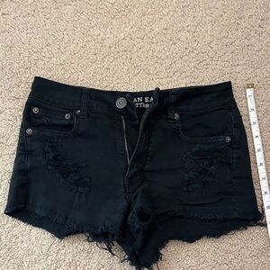 American Eagle Outfitters Black Frayed Jean Shorts Stretch size 2